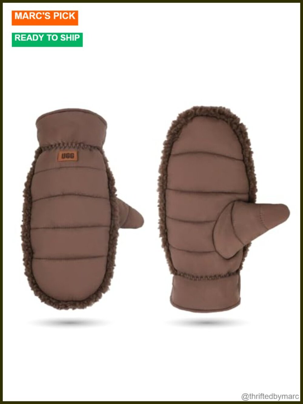 UGGFluff Mittens Water-Resistant Nylon Insulated Winter Gloves